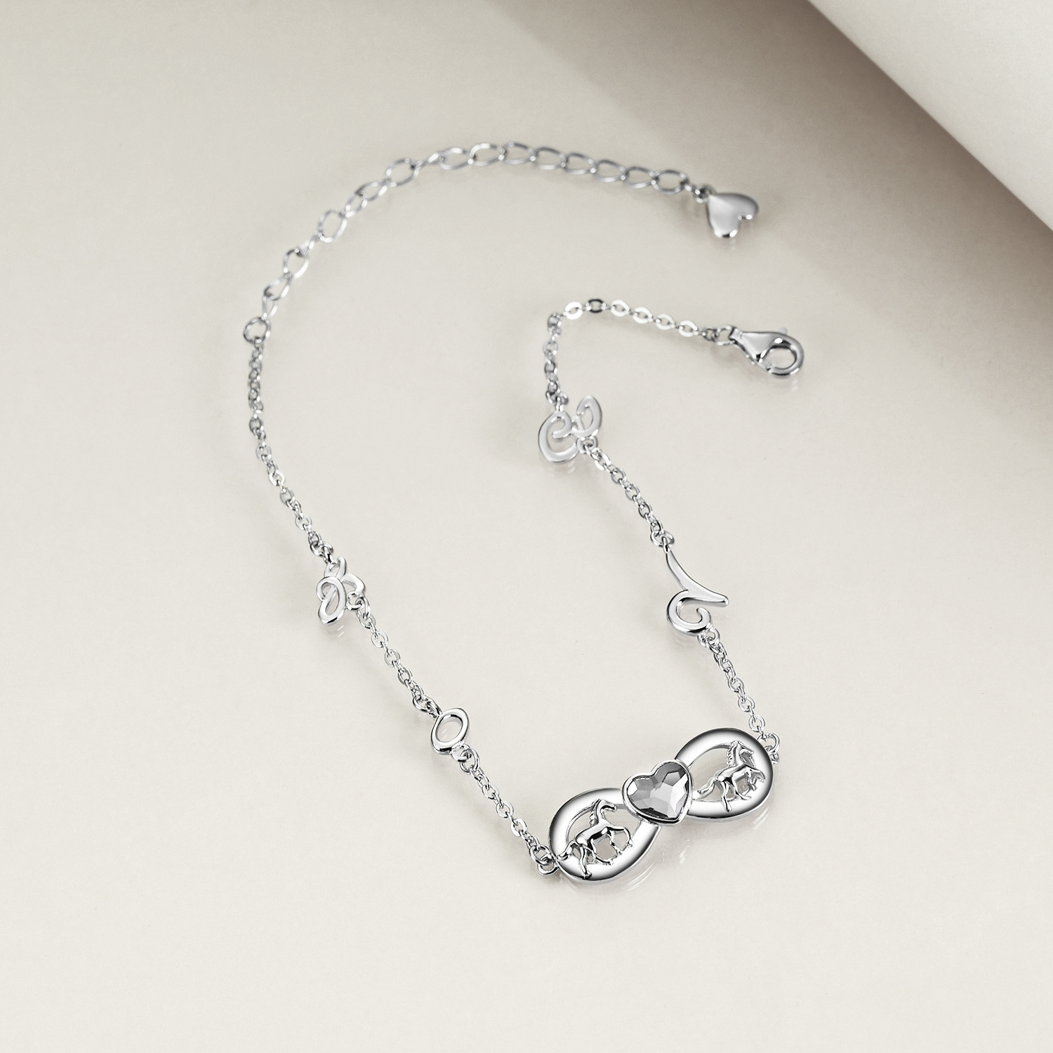 Women's Sterling Silver Horse Infinity Pendant Necklace